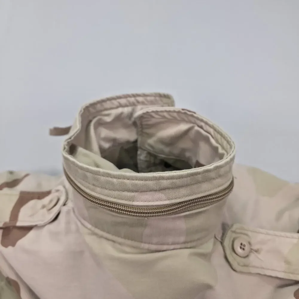 US Air Force DCU Desert Camo Field Jacket 1999 Large Long Patched USAF Vintage